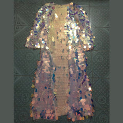 Holographic Sequin Festival Duster – Glamorous Cloak or Kimono for Festivals & Parties