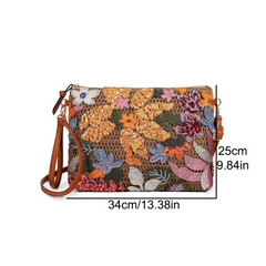 Vegan Leather Strap Floral Knit Sequin Wristlet