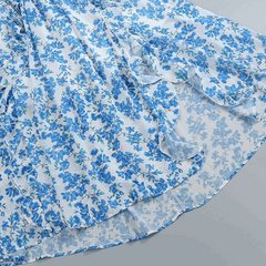 Floral Print Ruffle Hem Lace Up Maxi Dress