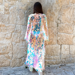 Holographic Sequin Festival Duster – Glamorous Cloak or Kimono for Festivals & Parties