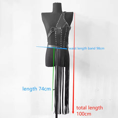 Vegan Leather Long Fringe Harness Style Accessory