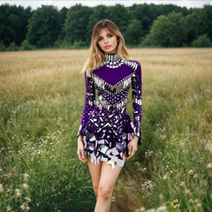 Mirror Shine Sequin Festival Mini Dress with Bodysuit – NEW Pink & Purple Colors!