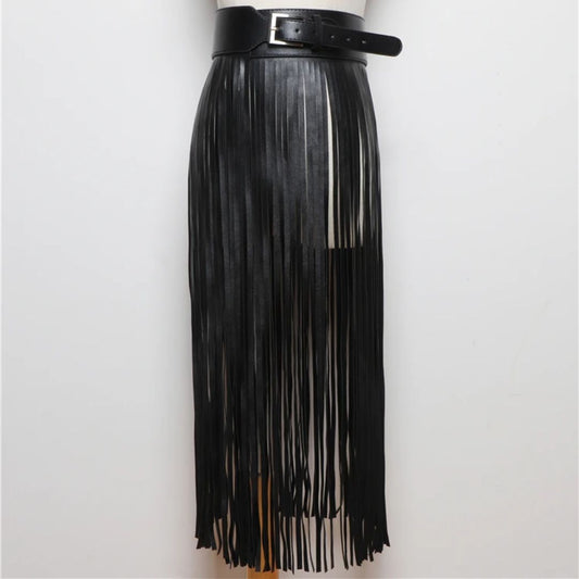 Vegan Leather Fringe Belt Accessory