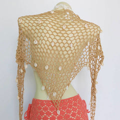 Crochet Cut Out Cowrie Shell Mini Beach Skirt - Ra The Boutique -  - #tag1# - #tag2#