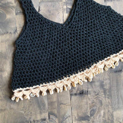 Cotton Crochet Cowrie Shell Crop Tank Top