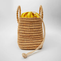 Woven Raffia Satin Lined Rectangular Handbag