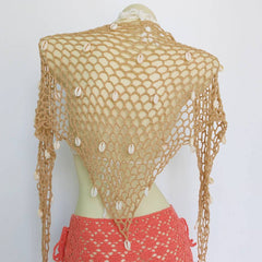 Crochet Cut Out Cowrie Shell Mini Beach Skirt