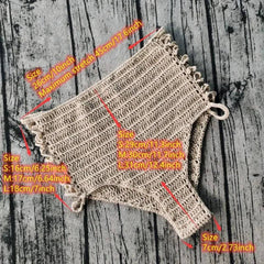 Crochet Cut Out Long Sleeve Crop Top and High Waisted Bikini Bottom Set
