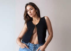 Knit Cut Out Double Clasp Strapless Tank