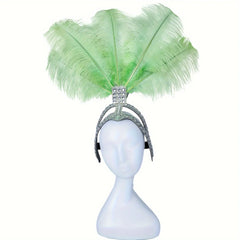 Feather and Rhinestone Carnival Festival Headdress Accessory