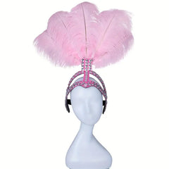 Feather and Rhinestone Carnival Festival Headdress Accessory