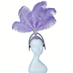 Feather and Rhinestone Carnival Festival Headdress Accessory