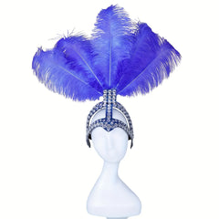 Feather and Rhinestone Carnival Festival Headdress Accessory