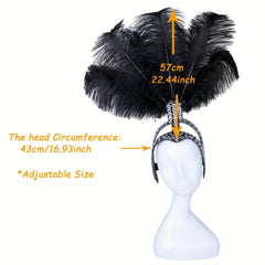 Feather and Rhinestone Carnival Festival Headdress Accessory