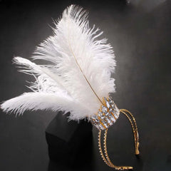 White Feather Crown Tiara Headband Carnival Festival Accessory