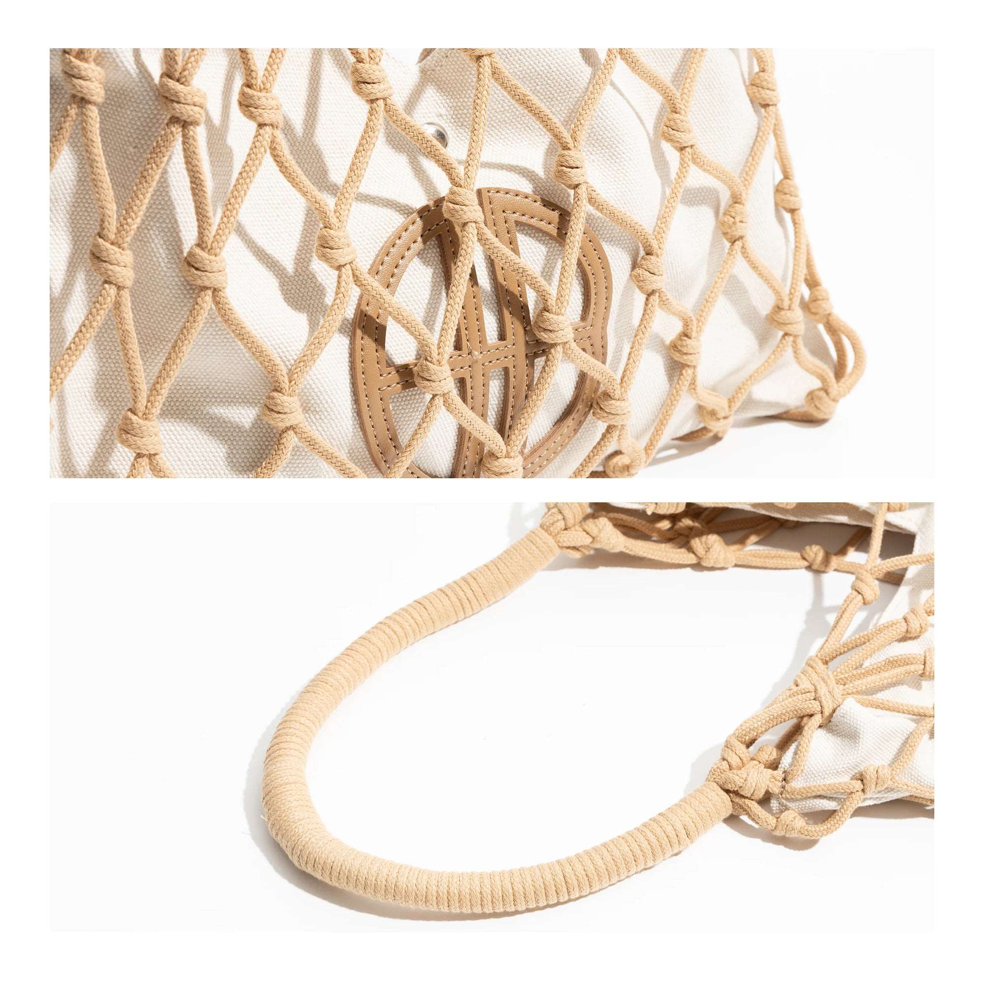 Canvas and Cotton Rope Knot Bag