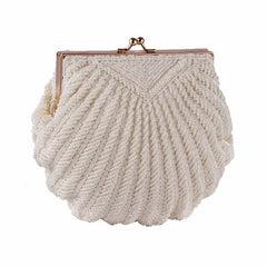 Hand Beaded Scallop Shell Shaped Clutch