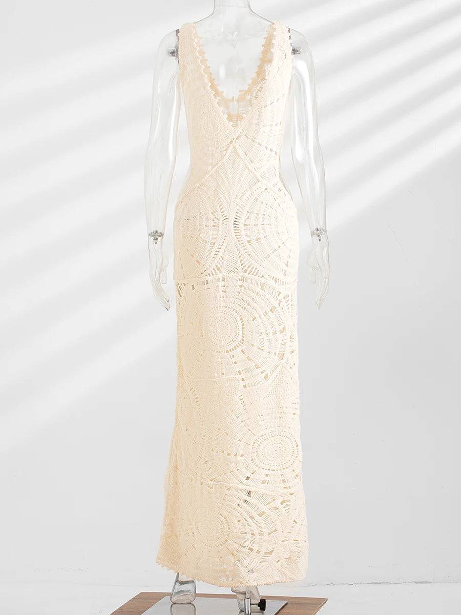 Crochet Cut Out Detail Maxi Dress