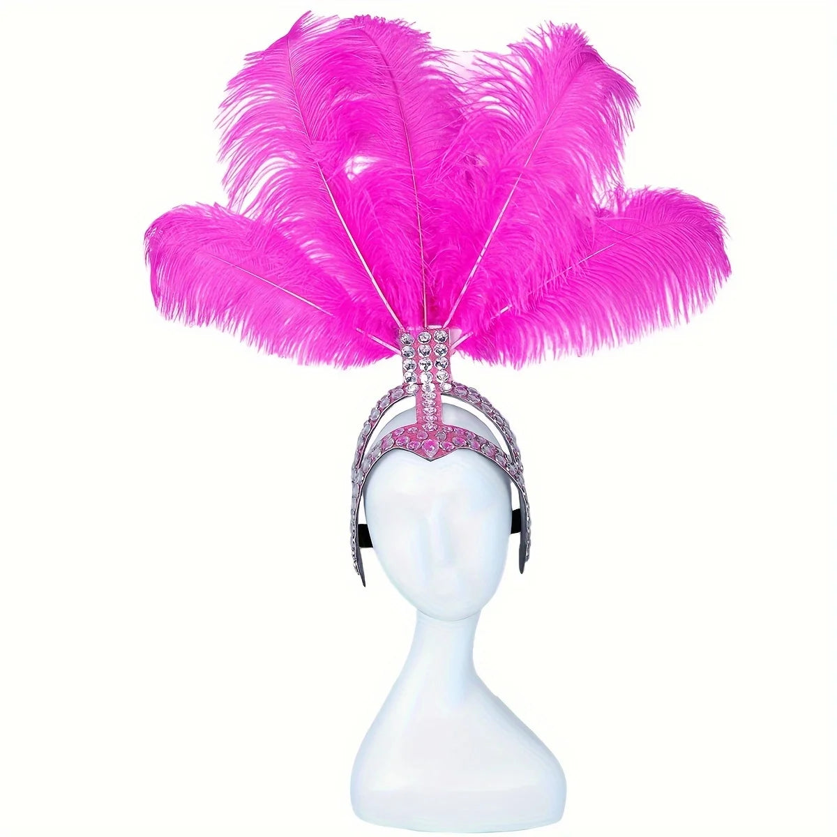 Feather and Rhinestone Carnival Festival Headdress Accessory