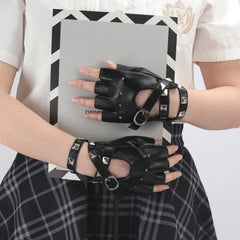 Black Studded Fingerless Gloves – Edgy Punk Rock Style for Festivals & Nights Out