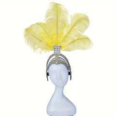 Feather and Rhinestone Carnival Festival Headdress Accessory