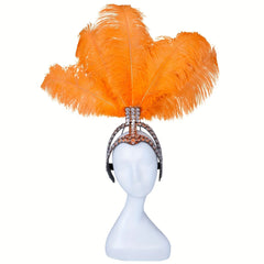 Feather and Rhinestone Carnival Festival Headdress Accessory