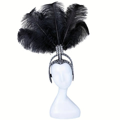 Feather and Rhinestone Carnival Festival Headdress Accessory