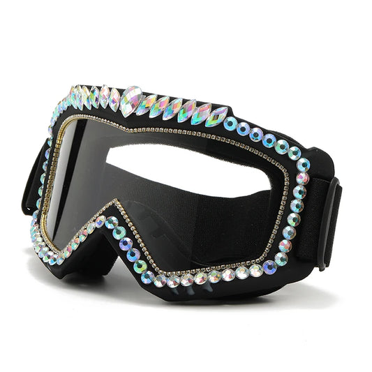 Diamante Encrusted Oversized Burner Goggles Festival Accessory