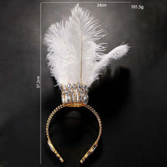 White Feather Crown Tiara Headband Carnival Festival Accessory