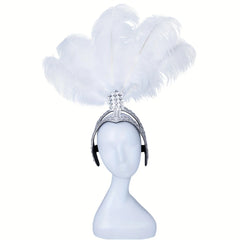 Feather and Rhinestone Carnival Festival Headdress Accessory