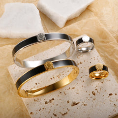Stainless Steel and Enamel Bracelet and Ring Set