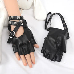 Black Studded Fingerless Gloves – Edgy Punk Rock Style for Festivals & Nights Out