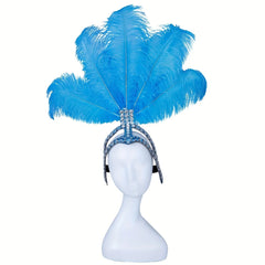 Feather and Rhinestone Carnival Festival Headdress Accessory