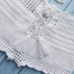 Crochet Knit Tie Front Off The Shoulder Crop Top and Short Set