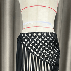 Crochet Tassel Hand Tied Asymmetrical Maxi Beach Skirt