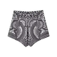High Waisted Geometric Pattern Embroidery and Sequin Shorts
