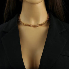 Contemporary Chunky Statement Choker Necklace and Bracelet Chains Stainless Steel