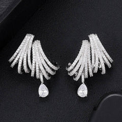 Oversized Double Claw Huggy Diamante Jewel Statement Cocktail Earrings