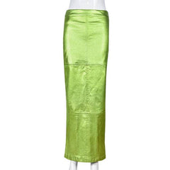 Metallic High Waisted Maxi Skirt