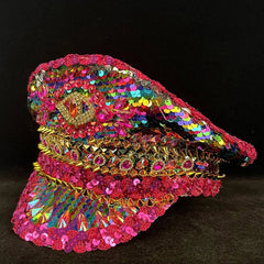 Multicolor Sequin and Embellished Capitan's Hat