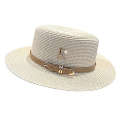 Straw Contrast Ribbon Panama Hat