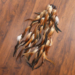 Boho Multistrand Vegan Leather and Feather Clip Hair Accessory