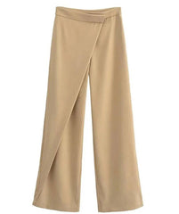 Layered High Waisted Wide Leg Tailored Pants