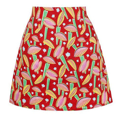 Printed Vintage Style Lined Cotton Mini Skirt