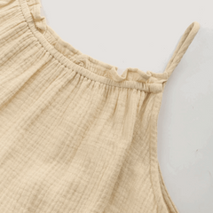 Cotton Muslin Open Back Loose Fit Adjustable Strap Halter Maxi Dress