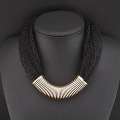Chainmail Style Metal Adjustable Choker Statement Necklace