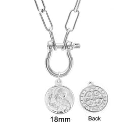 D Link Antique Coin Chain Necklace Stainless Steel
