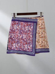 Vintage Style Patchwork Embroidered High Waisted Mini Skirt