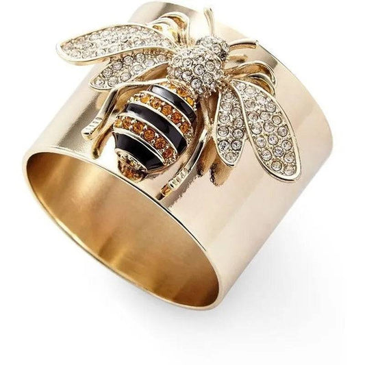 Bumble Bee Diamante Jewel Gold Statement Cocktail Ring