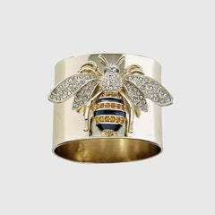 Bumble Bee Diamante Jewel Gold Statement Cocktail Ring